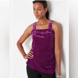 J JILL Crushed velvet purple dark romantic woman feminine stretch tank M